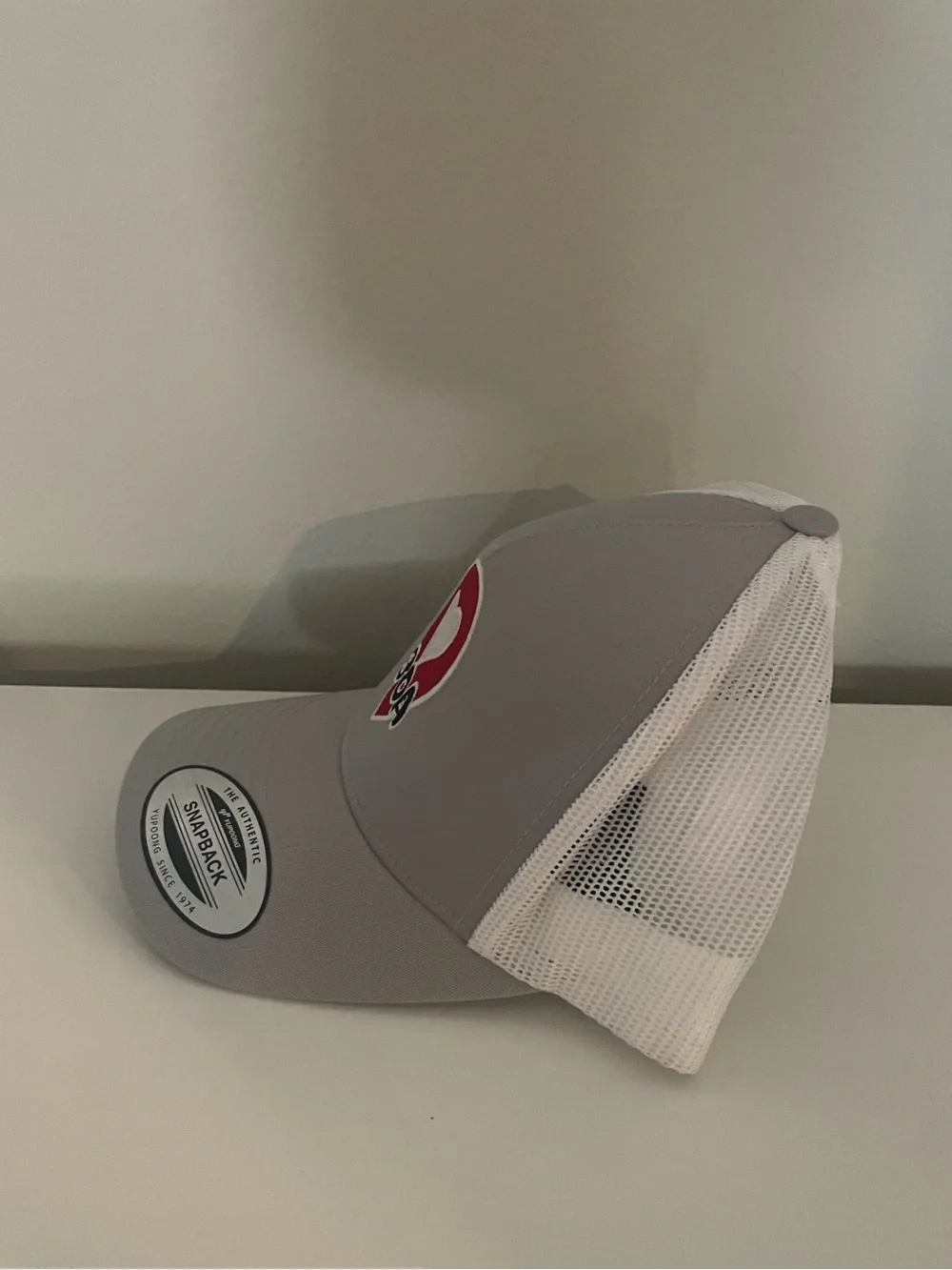Gray and White  Snapback Hat with 30A Heart Patch